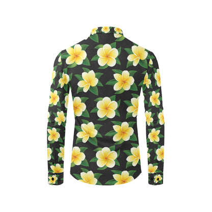 Plumeria Pattern Print Design A03 Men's Long Sleeve Shirt