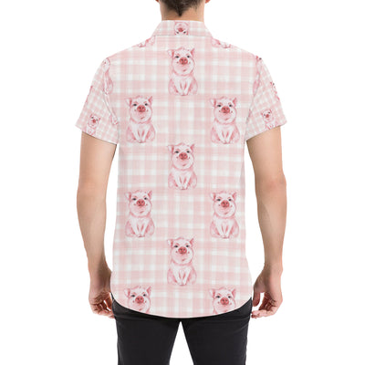 Pig Baby Pattern Print Design 01 Men's Short Sleeve Button Up Shirt