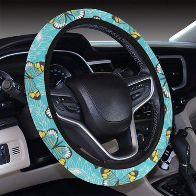 Butterfly Pattern Print Design 010 Steering Wheel Cover with Elastic Edge