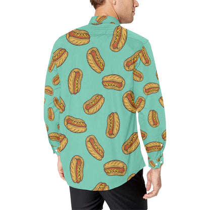 Hot Dog Pattern Print Design 04 Men's Long Sleeve Shirt