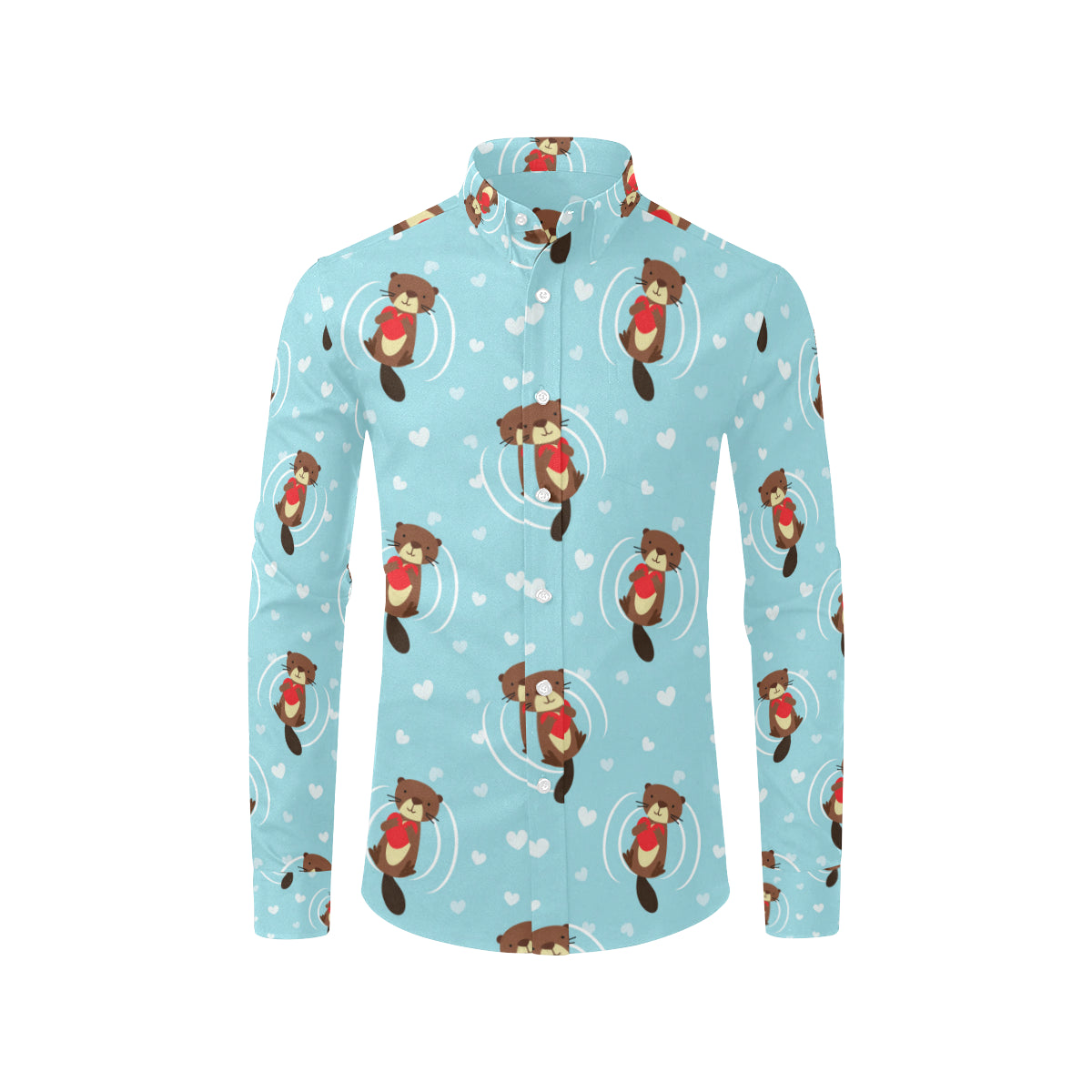 Sea Otter Cute Pattern Print Design 04 Men's Long Sleeve Shirt
