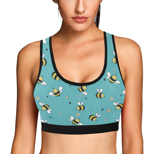 Bee Pattern Print Design BEE02 Sports Bra
