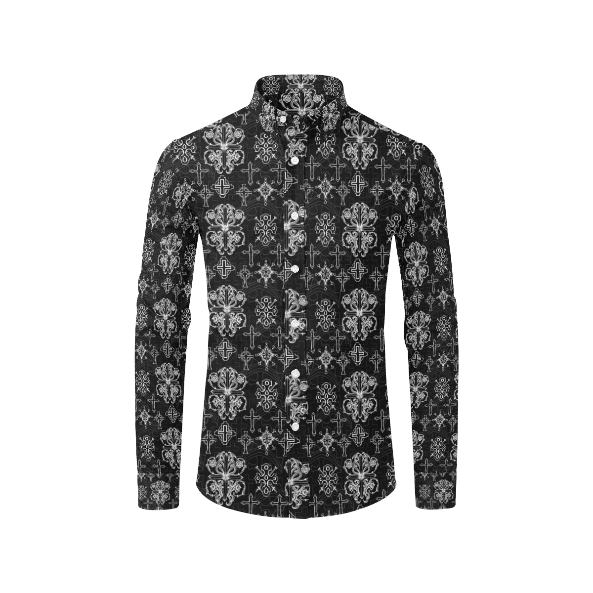 Cross Pattern Print Design 04 Men's Long Sleeve Shirt