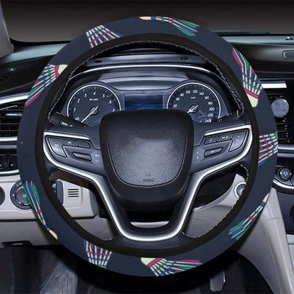 Badminton Ball Pattern Print Design 02 Steering Wheel Cover with Elastic Edge