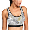 Gold Glitter Tropical Palm Leaves Sports Bra