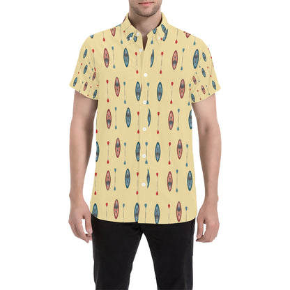 Kayak Pattern Print Design 02 Men's Short Sleeve Button Up Shirt