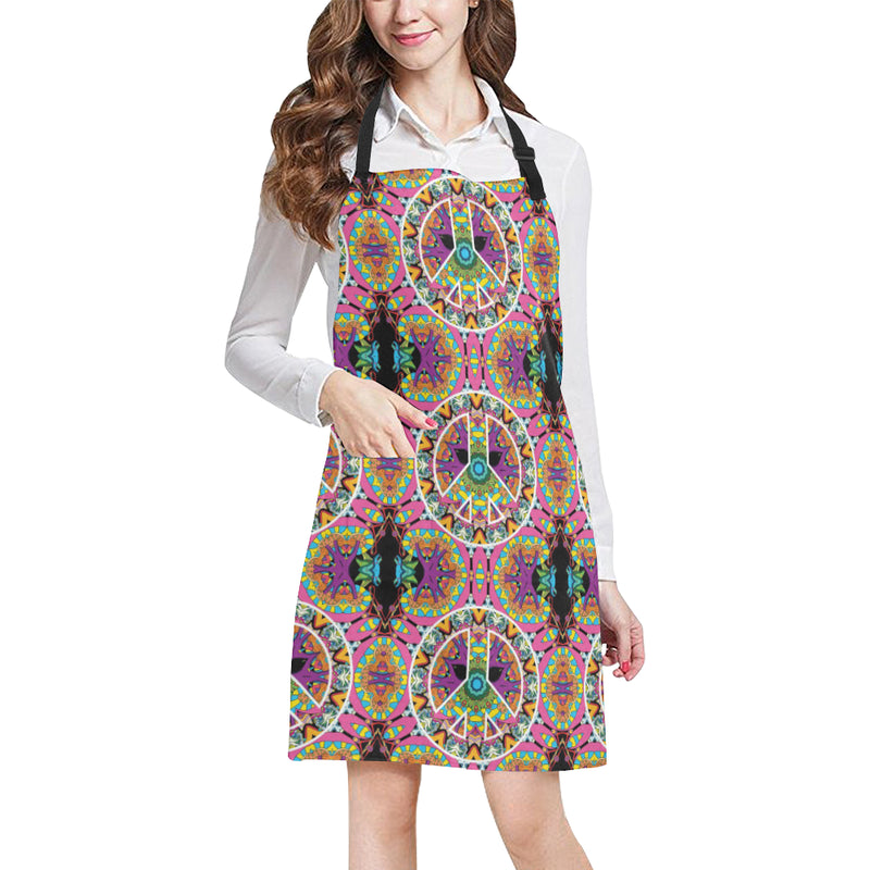 Peace Sign Pattern Print Design A03 Apron with Pocket