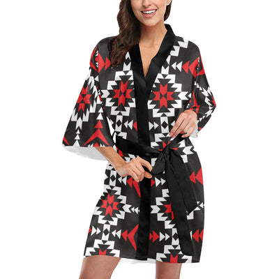 Navajo Pattern Print Design A02 Women's Short Kimono