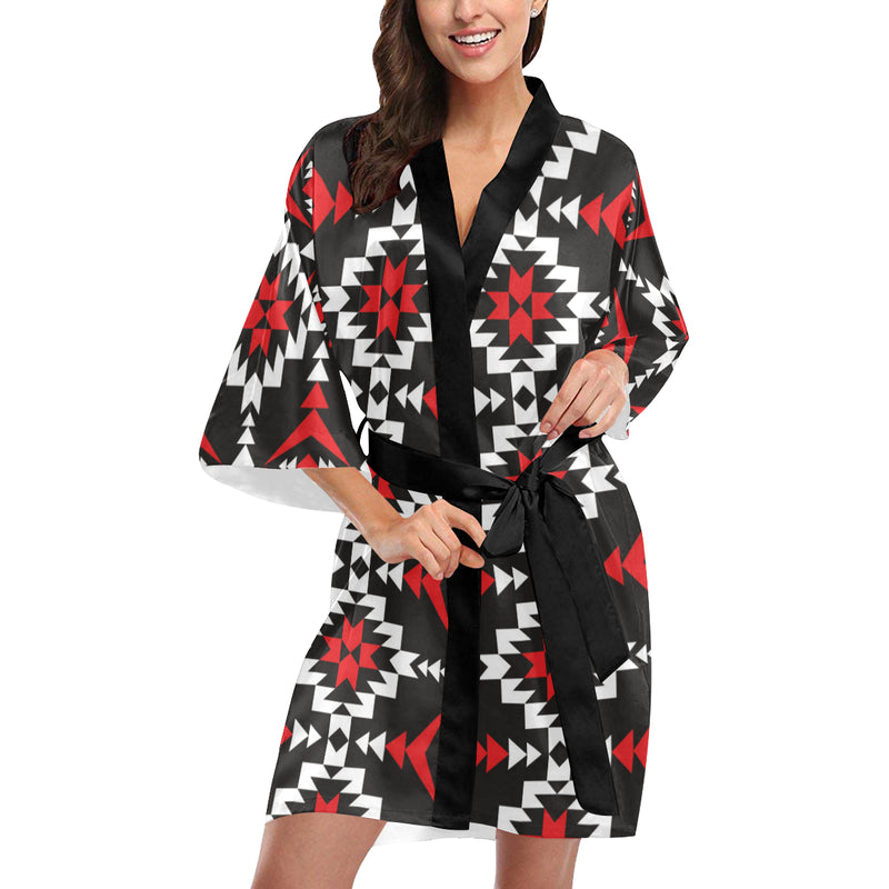 Navajo Pattern Print Design A02 Women's Short Kimono