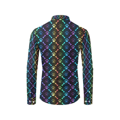 Paw Rainbow Pattern Print Design A01 Men's Long Sleeve Shirt