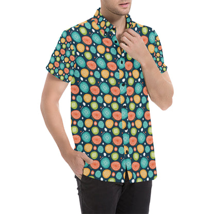 Swedish Themed Design Men's Short Sleeve Button Up Shirt
