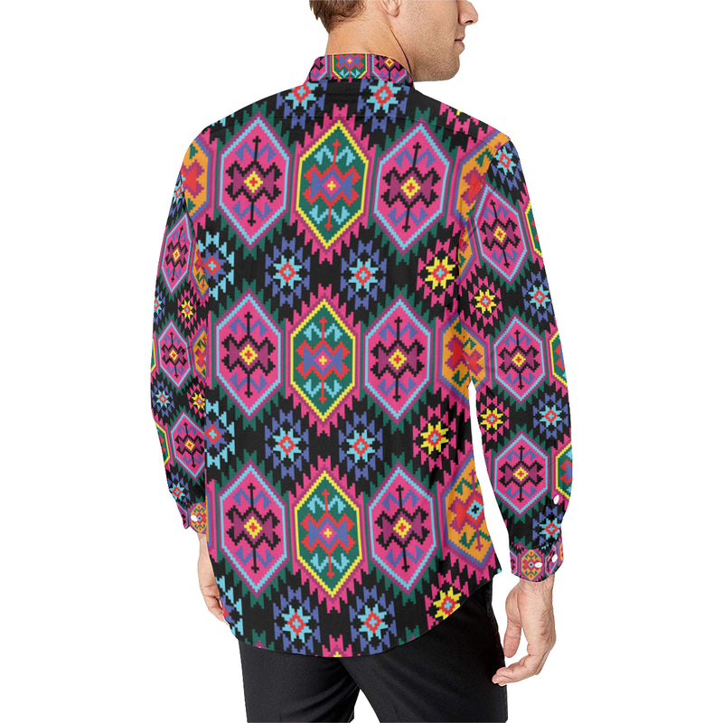 Mexican Pattern Print Design 02 Men's Long Sleeve Shirt