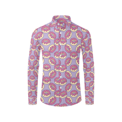 Donut Pattern Print Design DN015 Men's Long Sleeve Shirt