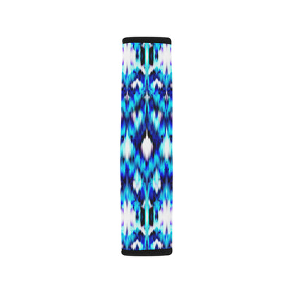 Ikat Blue Pattern Print Design 01 Car Seat Belt Cover