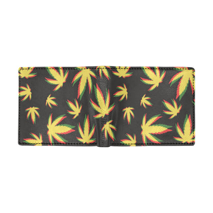 Pot Leaf Pattern Print Design A02 Men's ID Card Wallet