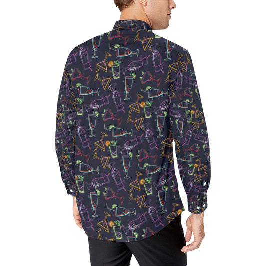Cocktail Pattern Print Design 04 Men's Long Sleeve Shirt