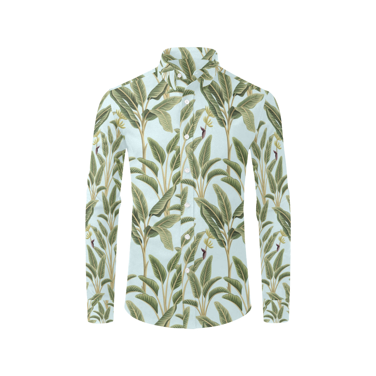 Banana Leaf Pattern Print Design BL03 Men's Long Sleeve Shirt