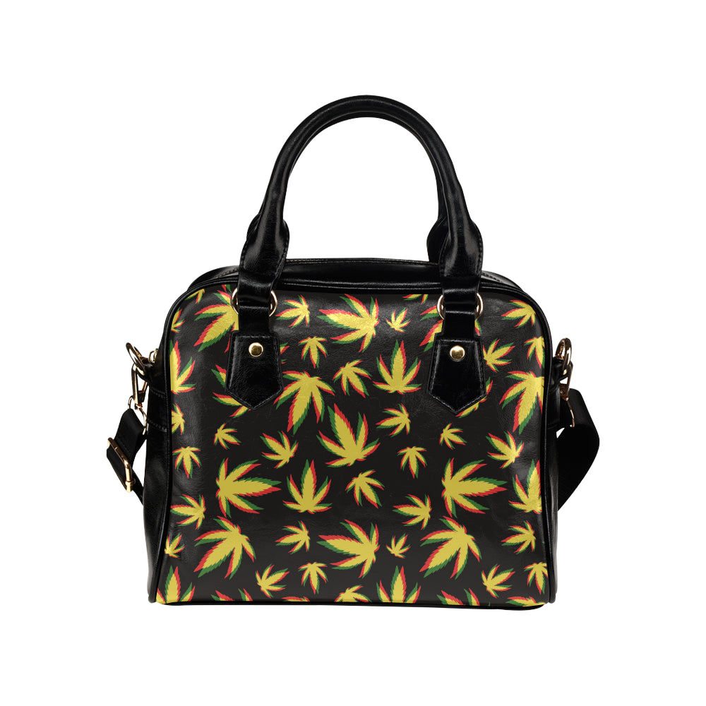 Pot Leaf Pattern Print Design A02 Shoulder Handbag