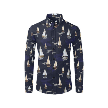 Sailing Ships Pattern Print Design A05 Men's Long Sleeve Shirt