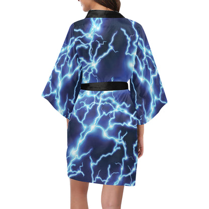 Lightning Thunder Pattern Print Design 04 Women's Short Kimono