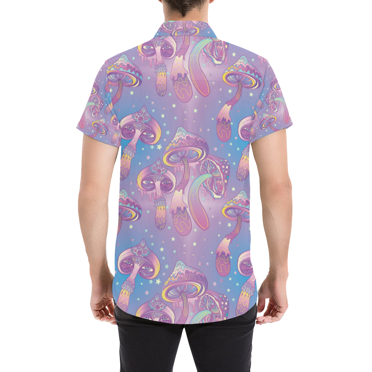 Psychedelic Mushroom Pattern Print Design A01 Men's Short Sleeve Button Up Shirt