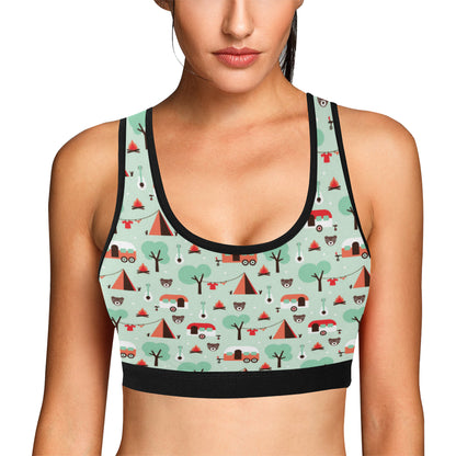 Camper Tent Pattern Print Design 01 Sports Bra