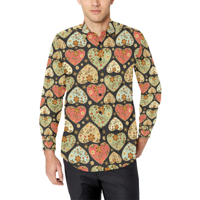 Heart Boho Pattern Print Design HE04 Men's Long Sleeve Shirt