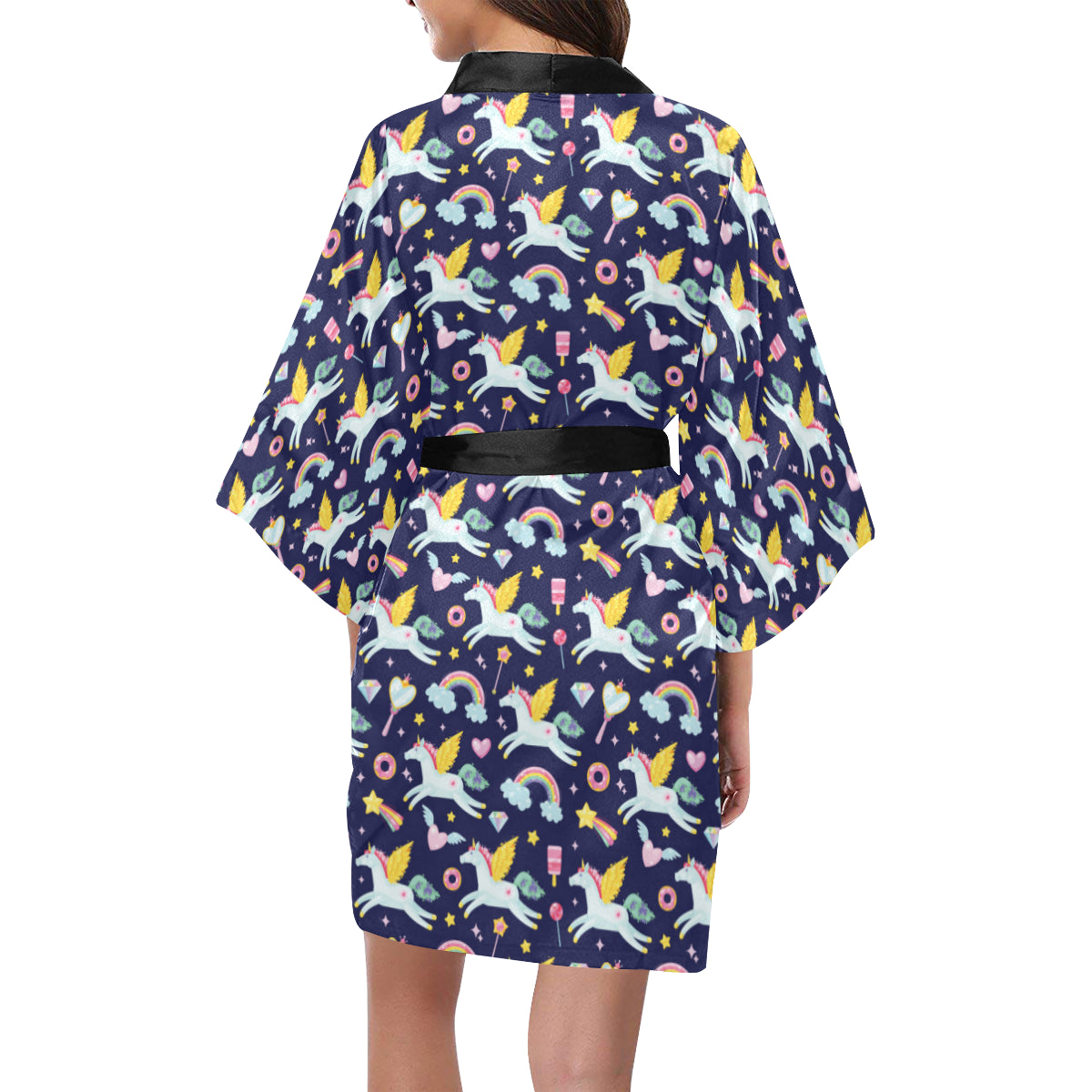 Pegasus Pattern Print Design 05 Women's Short Kimono