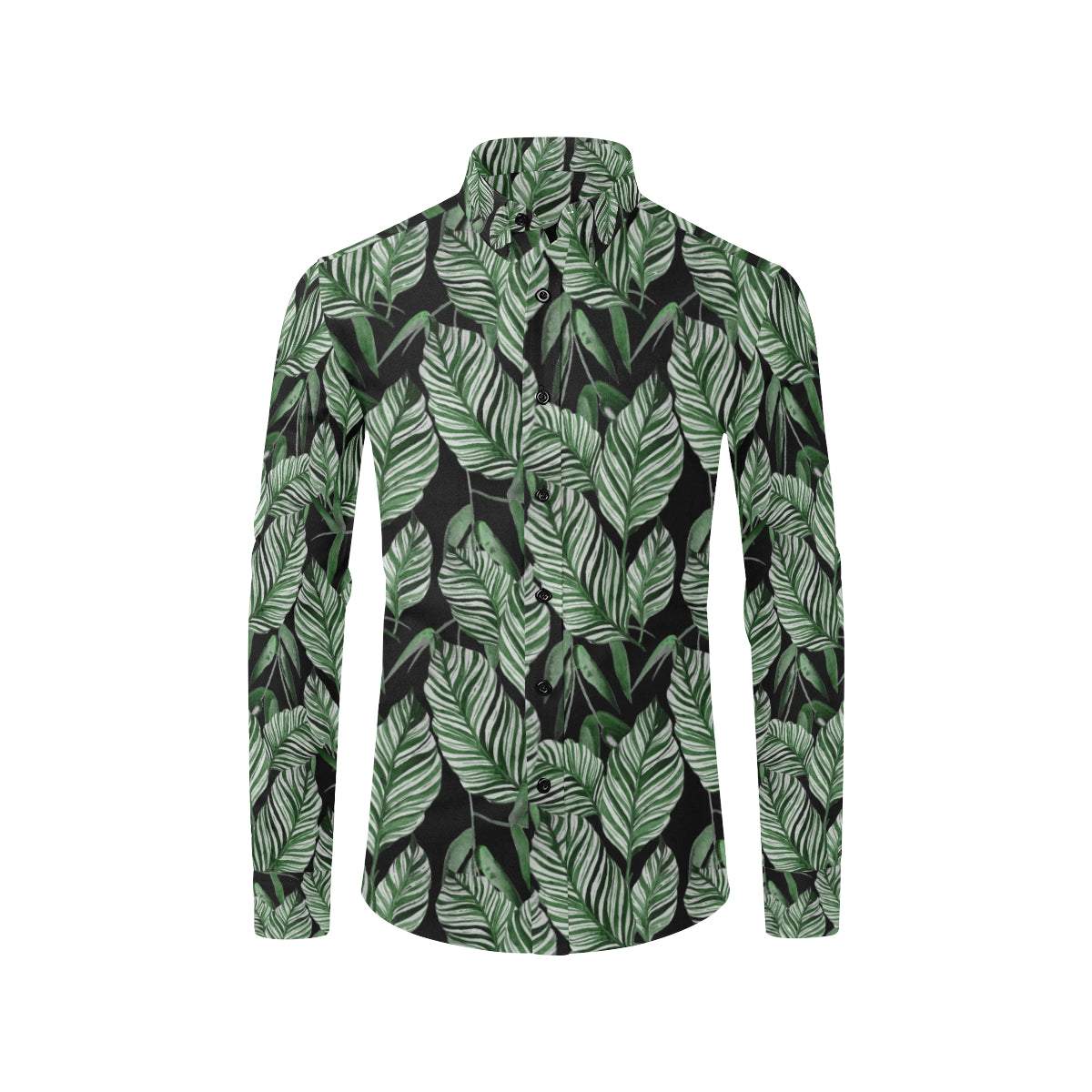 Palm Leaves Pattern Print Design PL09 Men's Long Sleeve Shirt