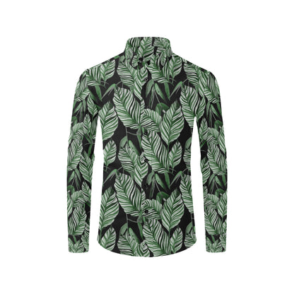 Palm Leaves Pattern Print Design PL09 Men's Long Sleeve Shirt