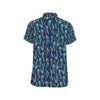 Peacock Feather Blue Design Print Men's Short Sleeve Button Up Shirt