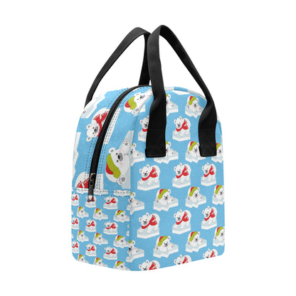 Polar Bear Pattern Print Design PB06 Insulated Lunch Bag