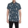 Nautical Sea Themed Print Men's Short Sleeve Button Up Shirt