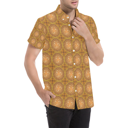 Celtic Pattern Print Design 01 Men's Short Sleeve Button Up Shirt
