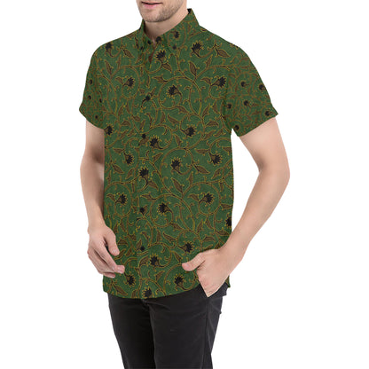 Brocade Pattern Print Design 02 Men's Short Sleeve Button Up Shirt