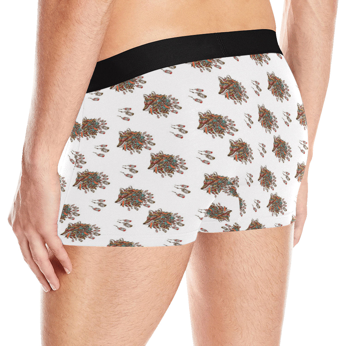 Aztec Wolf Pattern Print Design 02 Men's Boxer Briefs