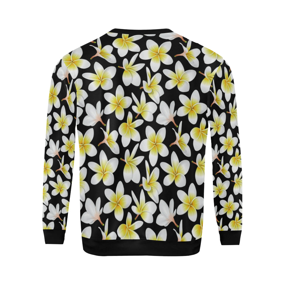 Yellow Plumeria Hawaiian Flowers Men Long Sleeve Sweatshirt
