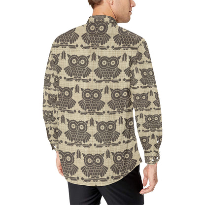 Owl Pattern Print Design A01 Men's Long Sleeve Shirt