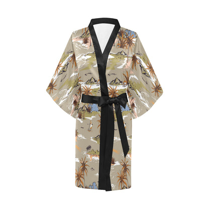Pacific island Pattern Print Design A05 Women's Short Kimono