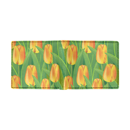 Tulip Orange Pattern Print Design TP07 Men's ID Card Wallet