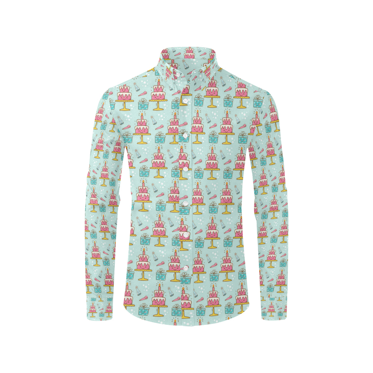 Cake Pattern Print Design 06 Men's Long Sleeve Shirt