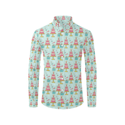 Cake Pattern Print Design 06 Men's Long Sleeve Shirt