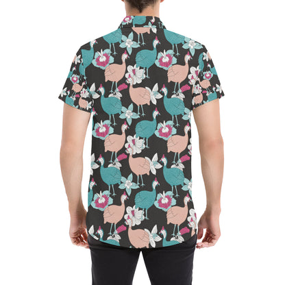 Guinea Fowl Pattern Print Design 03 Men's Short Sleeve Button Up Shirt