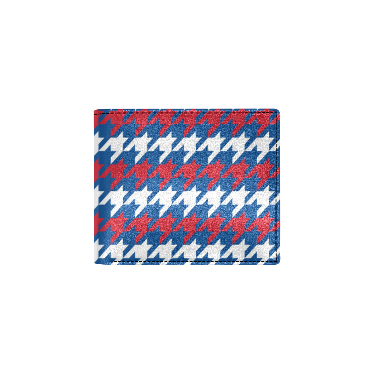 Patriotic Houndstooth Pattern Print Design A02 Men's ID Card Wallet