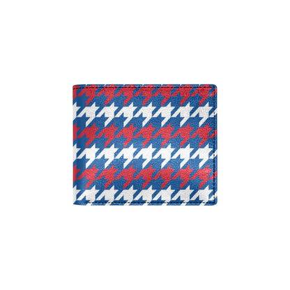 Patriotic Houndstooth Pattern Print Design A02 Men's ID Card Wallet