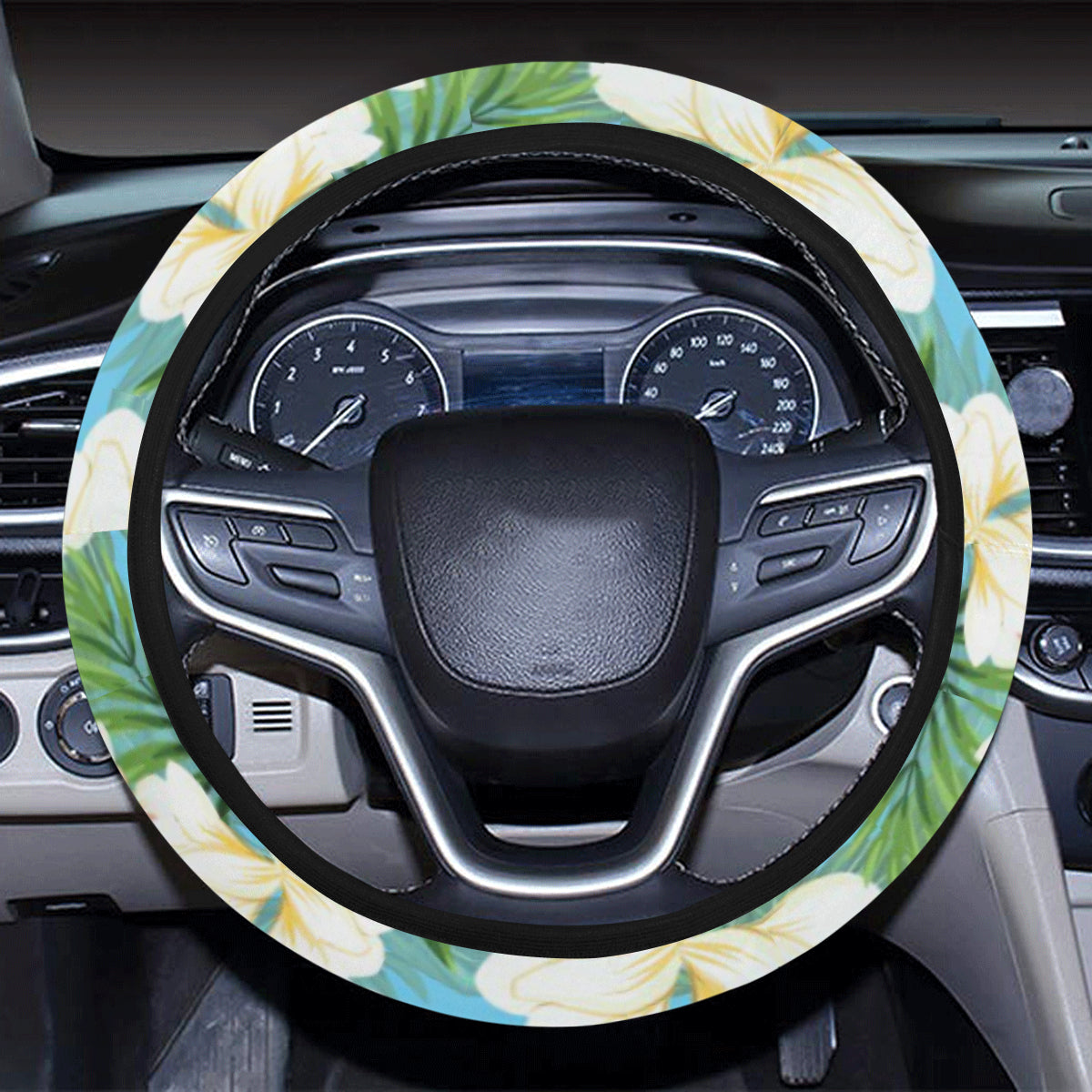 Plumeria Pattern Print Design PM028 Steering Wheel Cover with Elastic Edge