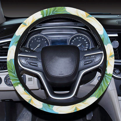 Plumeria Pattern Print Design PM028 Steering Wheel Cover with Elastic Edge