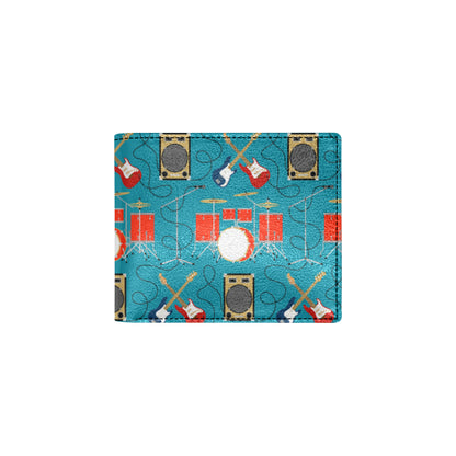 Drum Set Guitar Pattern Print Design 02 Men's ID Card Wallet