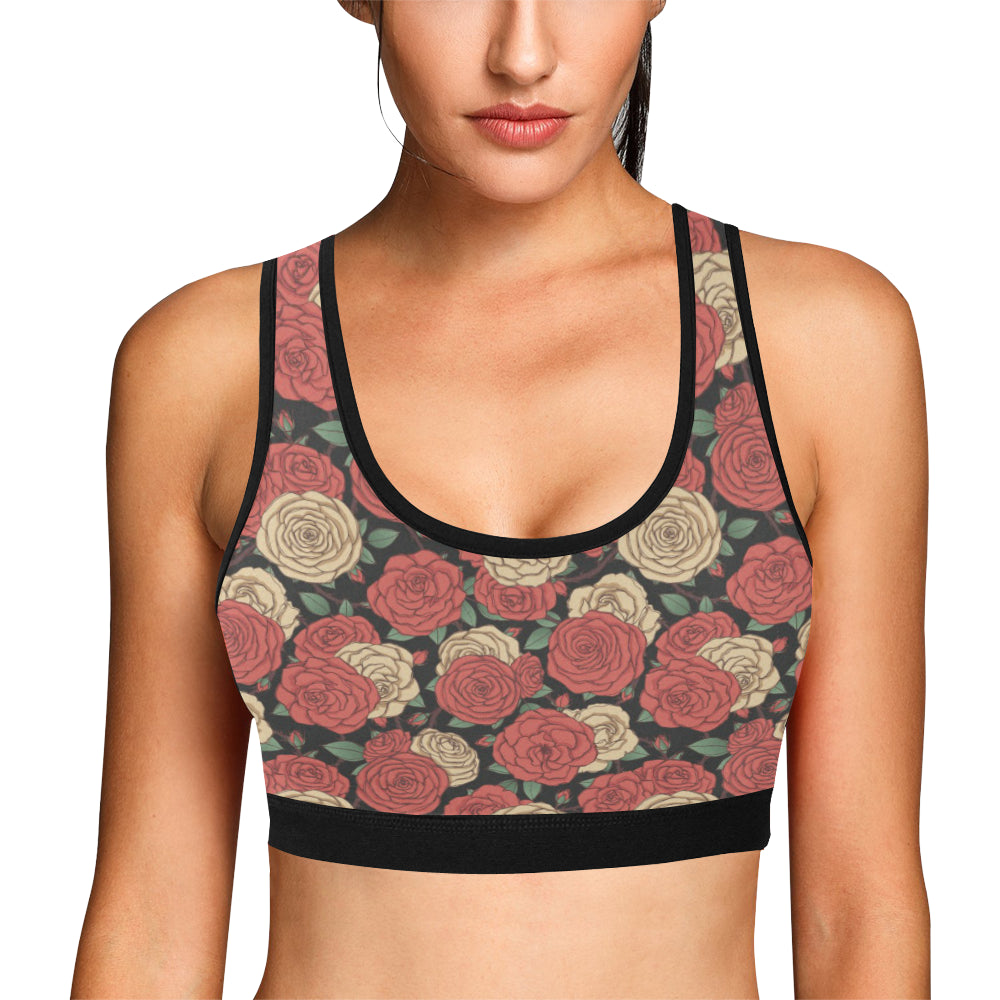 Camellia Pattern Print Design CM01 Sports Bra
