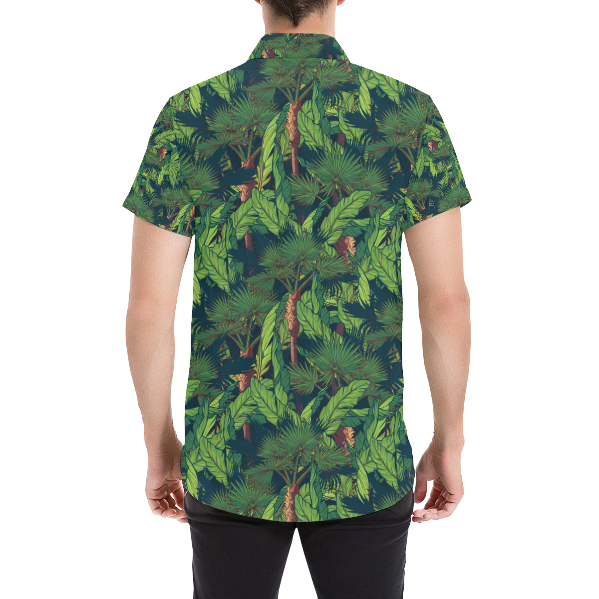 Rainforest Pattern Print Design A01 Men's Short Sleeve Button Up Shirt